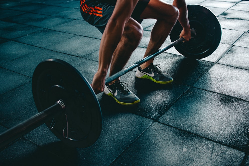 Sleek dumbbells and commercial fitness gear setup